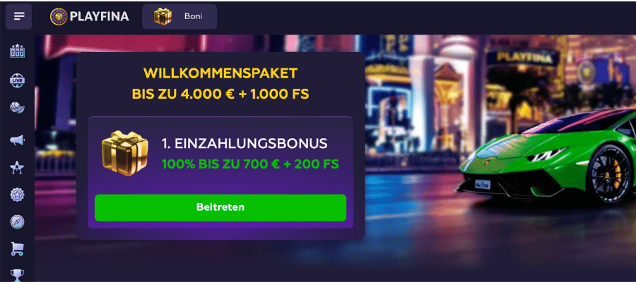 playfina casino screenshot
