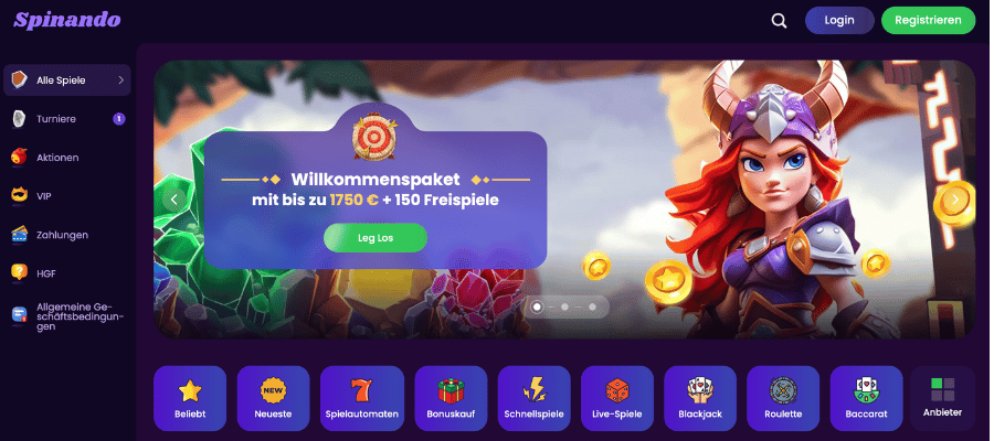 spinando casino screenshot