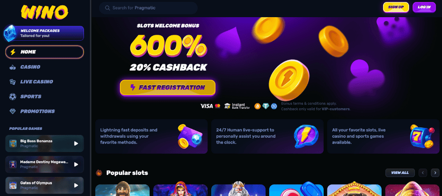 wino casino screenshot
