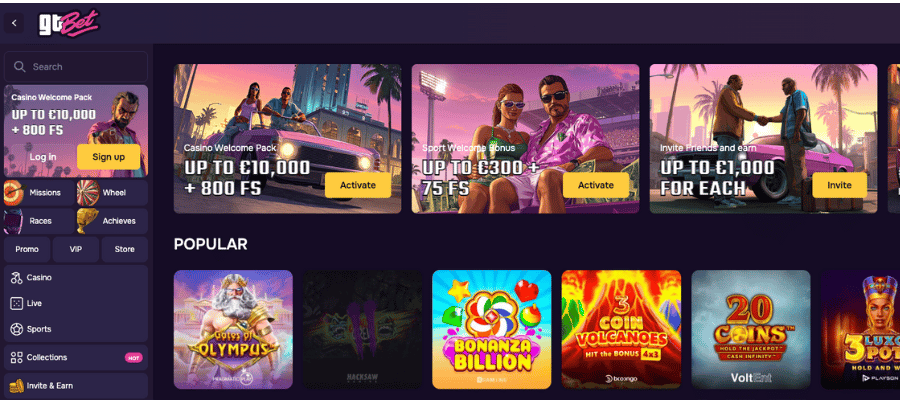 gt bet casino screen shot