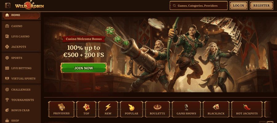 wild robin casino screen shot