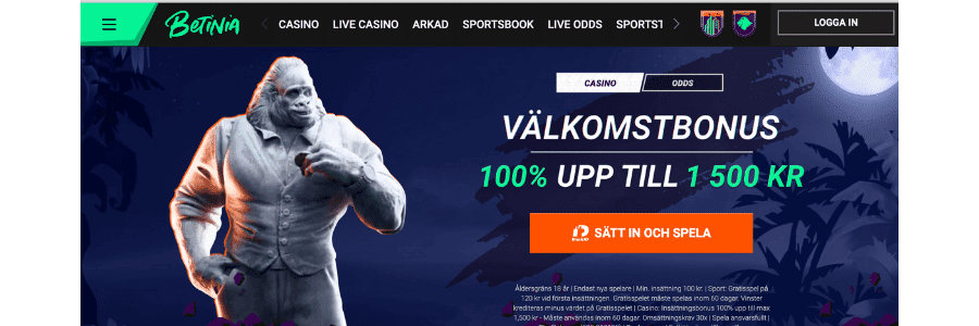 Betinia startsida banner