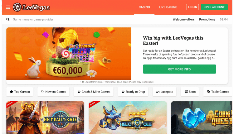 leovegas startsida mobilcasino