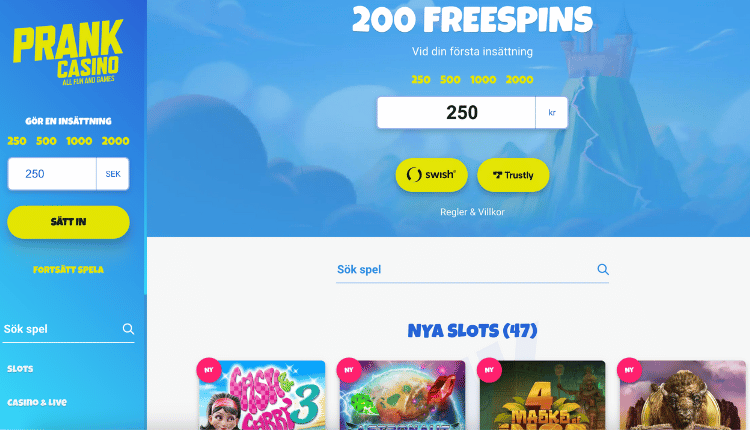 prank casino bonus utan omsättning