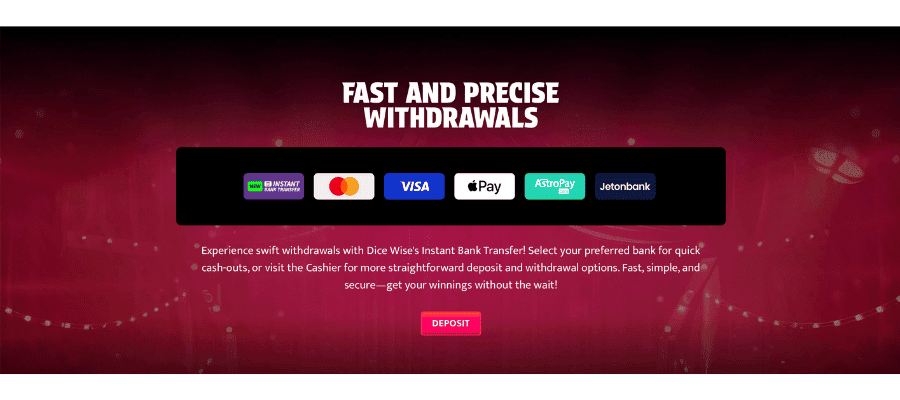 Dice wise casino betalmetoder