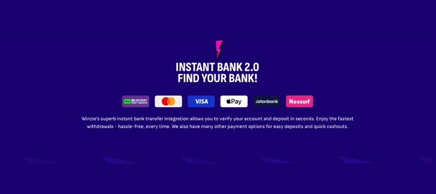 winzie casino instant banking