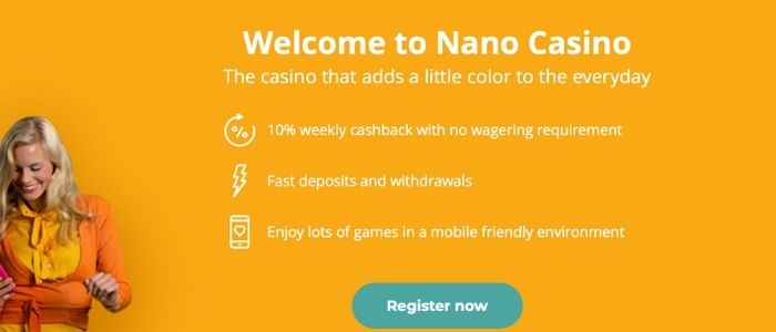 cashback bonussen Nano casino