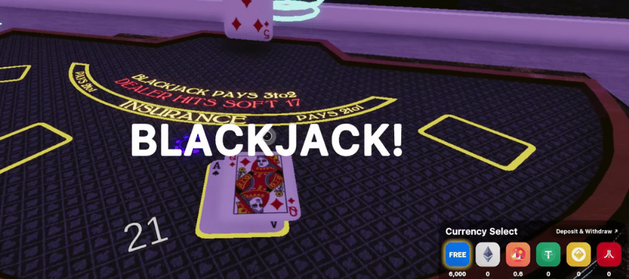 blackjack table at a metaverse casino