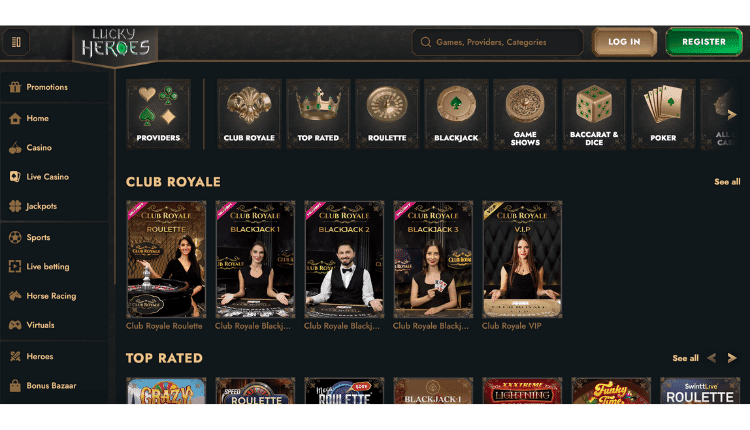 lucky heroes live casino