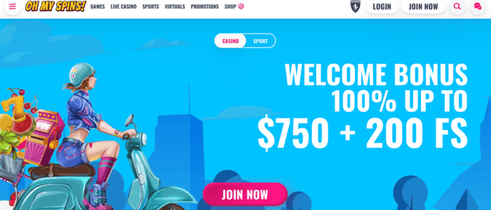 oh my spins casino home page