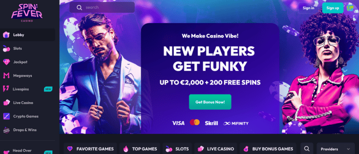 spinfever casino homepage
