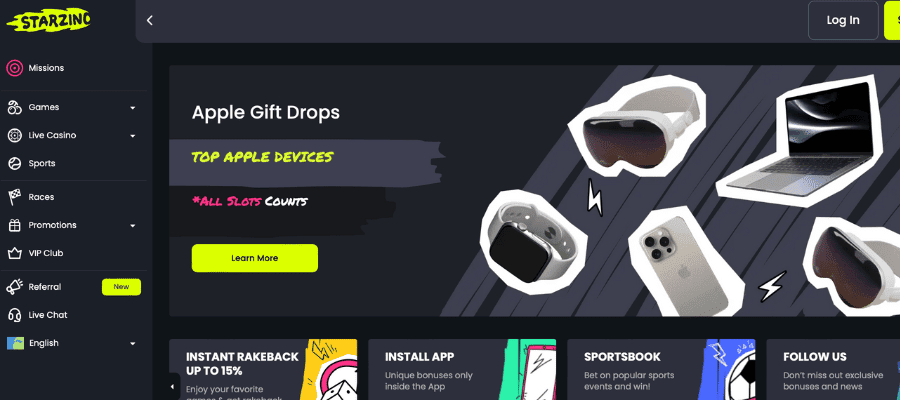 starzino casino screenshot
