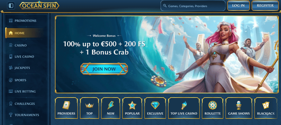 oceanspin casino screen shot
