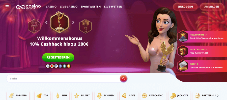 casino infinity screenshot in German
