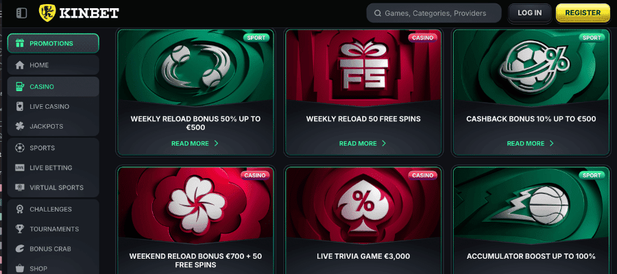 kinbet casino promotions