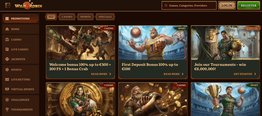 Wild robin casino promotions